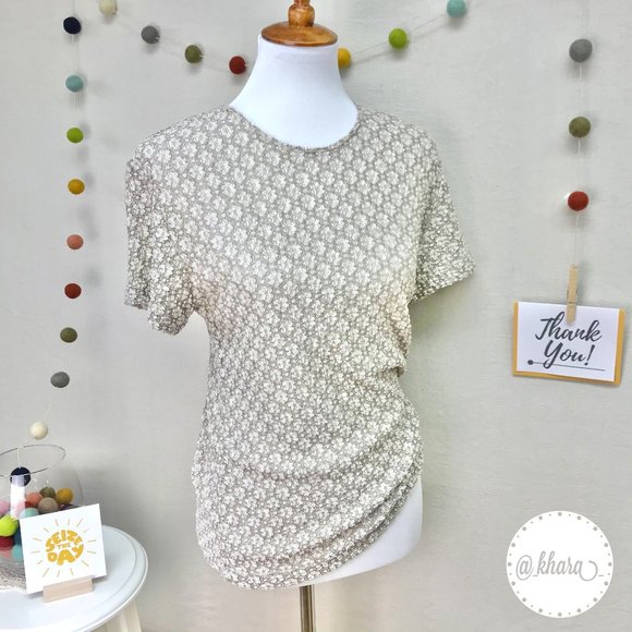 Clio Neutral Textured Career Top in Tan/Sand/Beige Color - Petite Medium - Picture 15 of 15